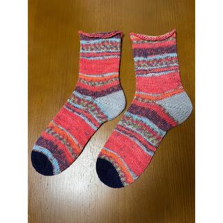 手編みの靴下 オパール毛糸使用 24.5cm前後(レッグウェア)
