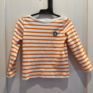 プチバトー(PETIT BATEAU)のプチバトー　ボーダーカットソー／104センチ　オレンジボーダー(Tシャツ/カットソー)