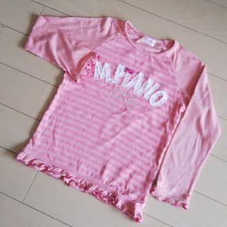 メゾピアノ(mezzo piano)のメゾピアノ カットソー130cm　ピンク＆ブラック(Tシャツ/カットソー)