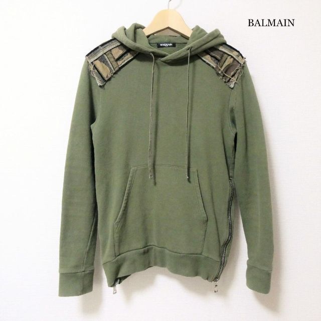 本物 美品 バルマンオム アニマルレオーパード 切替 ZIP UP パーカー S