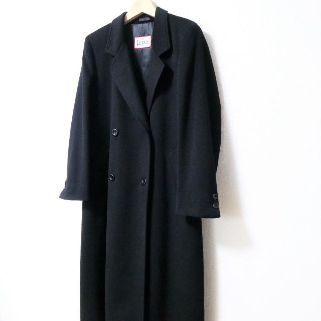 美品 ヘルノ カシミヤ100% 裏地シルク ロング丈 ダブル チェスター
