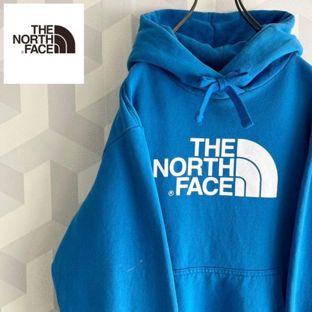 【ノースフェイス】サイズL 定番ロゴスウェットパーカー 青northface.