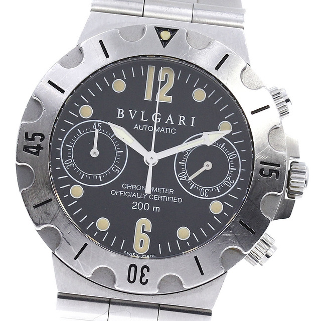 年末のプロモーション特価！ クロノグラフ スクーバー ディアゴノ 【BVLGARI】ブルガリ - BVLGARI SC38S メンズ_708301 自動巻き 腕時計(アナログ)