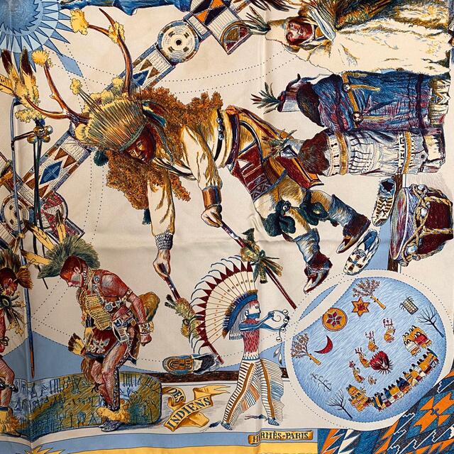 超貴重】HERMES エルメス カレ90 大判スカーフ インディアンの踊り-