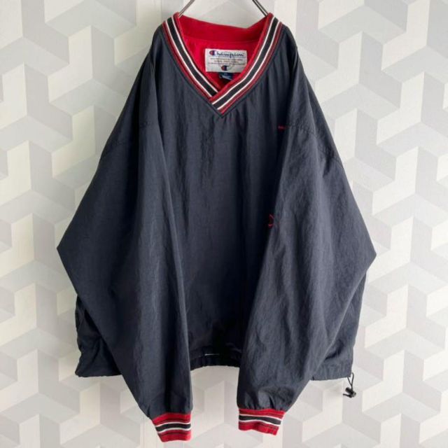 希少90sチャンピオン】XXLサイズ刺繍ロゴナイロンプルオーバーゲーム