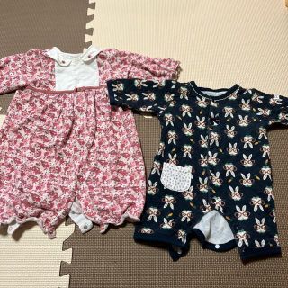 ベベ(BeBe)のカバーオール　2枚セット　ベビー　ロンパース　女の子(カバーオール)