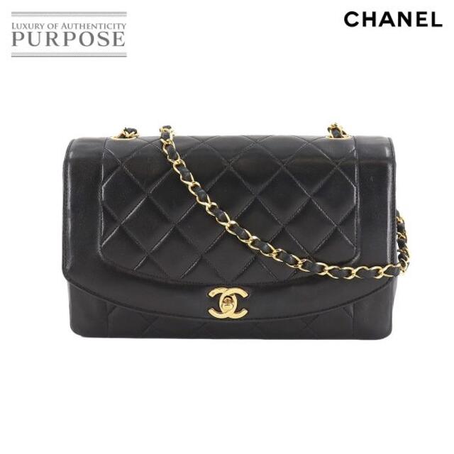 シャネル CHANEL ダイアナ 25 マトラッセ チェーン ショルダー バッグ レザー ブラック A01165 ヴィンテージ 90134655