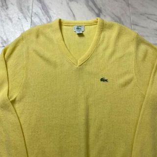 ラコステ(LACOSTE)のアイゾッドラコステ 90s アクリルセーター 黄色 イエロー USA製(ニット/セーター)