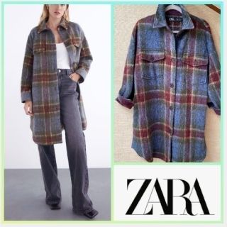 ザラ(ZARA)のZARA 　ウール混チェック柄シャツ(シャツ/ブラウス(長袖/七分))