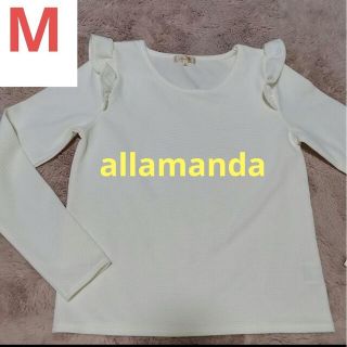 アラマンダ(allamanda)の新品未使用 allamanda ワッフルニット 長袖Tシャツ 白 ロンティー 秋(Tシャツ(長袖/七分))