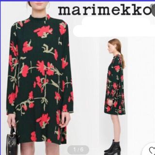 マリメッコ(marimekko)のマリメッコ   深色グリーン　花柄(シャツ/ブラウス(長袖/七分))