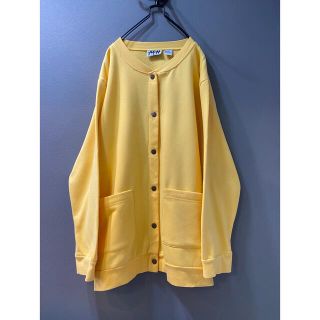 古着 ビンテージ 90s イエロー 黄 2XL カーディガン スウェット 美品(トレーナー/スウェット)