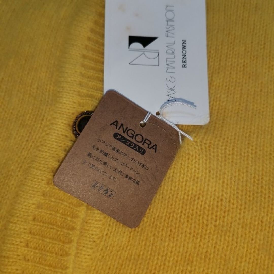 新品未使用 黄色 ニットカーディガン ウールセーター モヘヤニット 秋 Lサイズ レディースのトップス(カーディガン)の商品写真