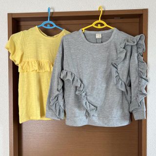 ザラキッズ(ZARA KIDS)のザラ　ZARA    フリルTシャツ&フリルスウェット　2着セット(Tシャツ/カットソー)