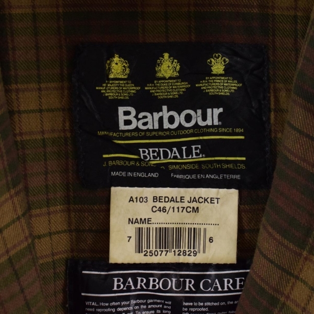 古着 90年代 バブアー Barbour BEDALE ビデイル 旧3ワラント ワックス