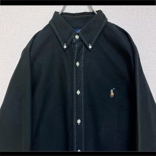 ラルフローレン ボタンダウンシャツ 長袖 ブラック 白ステッチ