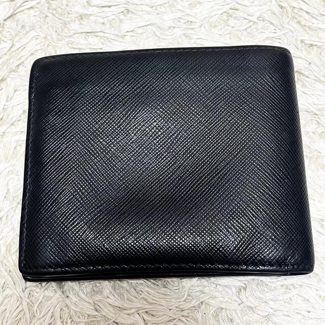 【極美品】プラダ 折財布 コンパクト サフィアーノレザー 金具 黒 2MO738 2