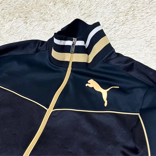 00’ PUMA トラックジャケット ベロア ワンポイント グレー×イエロー