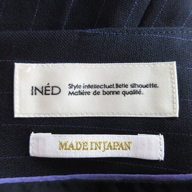 INED(イネド)のイネド INED スカート タイト ひざ丈 ウール 絹混 ストライプ 11 紺 レディースのスカート(ひざ丈スカート)の商品写真