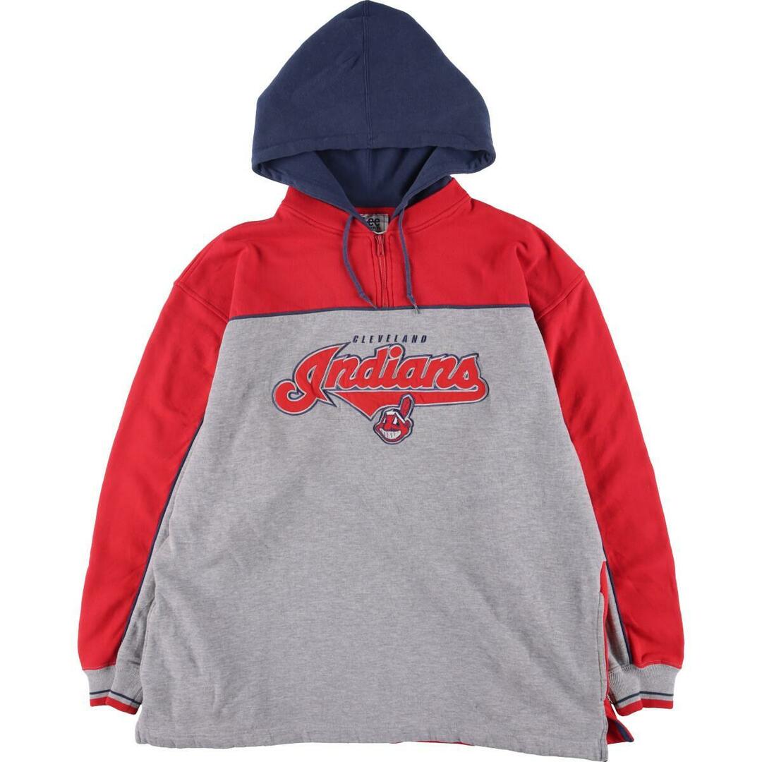 リー Lee SPORT MLB CLEVELAND INDIANS クリーブランドインディアンス スウェットハーフジップパーカー メンズXL /eaa268324