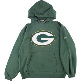 リーボック(Reebok)の古着 リーボック Reebok NFL GREEN BAY PACKERS グリーンベイパッカーズ 袖ロゴ スウェットプルオーバーパーカー メンズL /eaa268322(スウェット)