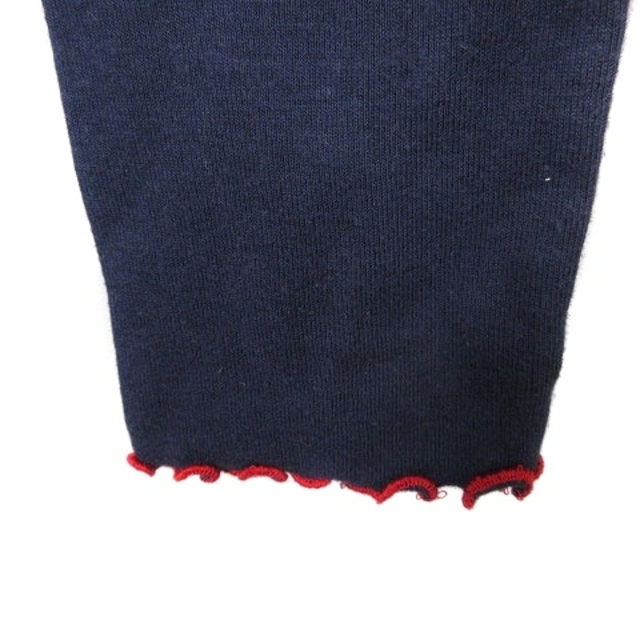 ANNA SUI(アナスイ)のアナスイ カットソー 長袖 Vネック リボン コットン 薄手 刺繍 M 紺 赤 レディースのトップス(カットソー(長袖/七分))の商品写真
