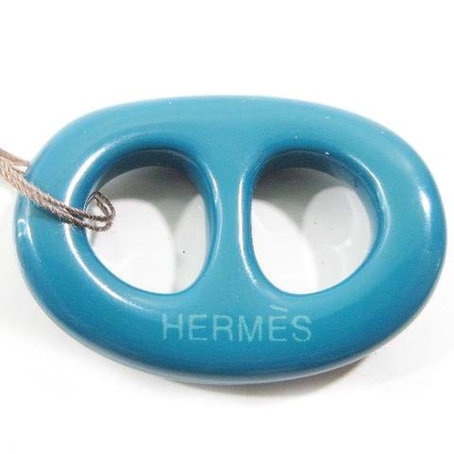 ロビのHERMESアイテム一覧箱付 HERMES エルメス スカーフリング シェーヌダンクル ラッカー ブルー