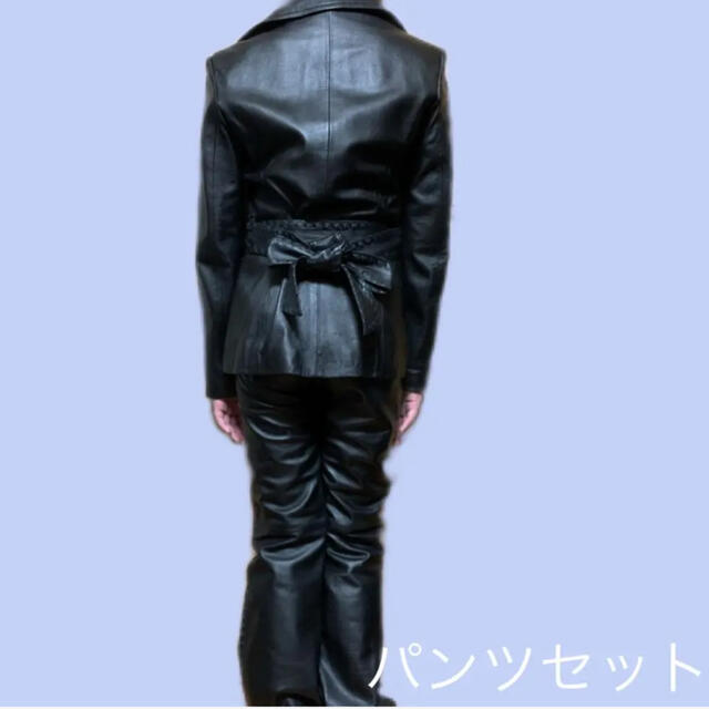 Ｐ&Ｄ　本革 編み上げデザイン レザージャケット スカート パンツ ３点セット
