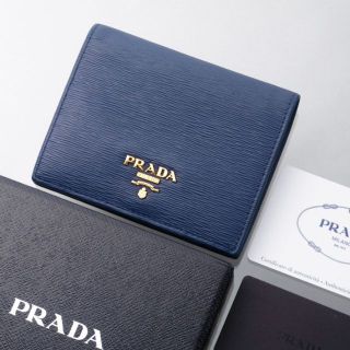 プラダ(PRADA)のK3103M プラダ ロゴ文字金具 本革 二つ折 コンパクト 財布(財布)