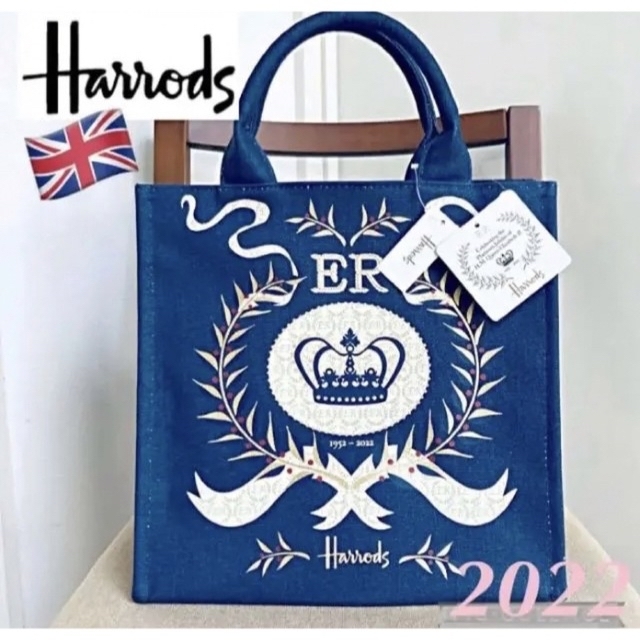 Harrods(ハロッズ)のHarrods ハロッズ エリザベス女王 プラチナジュビリー トートバッグ S レディースのバッグ(トートバッグ)の商品写真