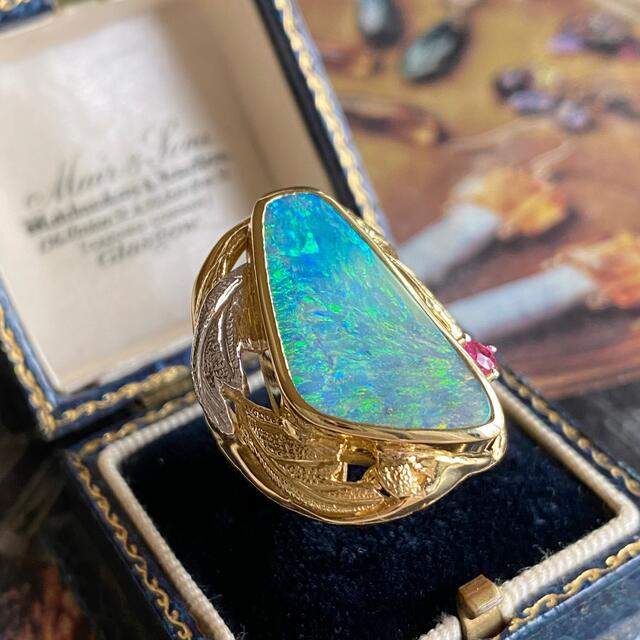 ブルー×レッド ミルキー天然ボルダーオパール 1.406ct - 通販 - www