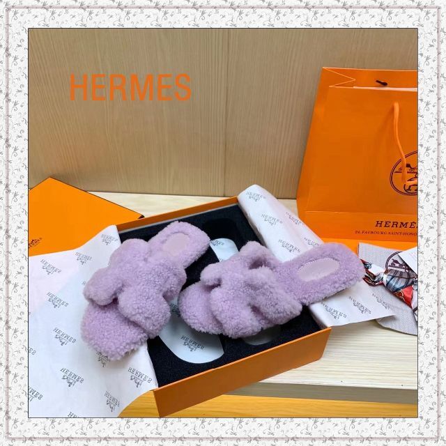 同梱不可】 【送料込み】HERMES オランサンダル サイズ37 ムートン