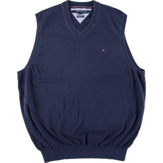 トミーヒルフィガー(TOMMY HILFIGER)の古着 トミーヒルフィガー TOMMY HILFIGER Vネック コットンニットベスト メンズXL /eaa288627(ベスト)