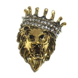 ラペルピン★ブローチ　ライオン　獅子　キング　王冠　pin-0761(その他)