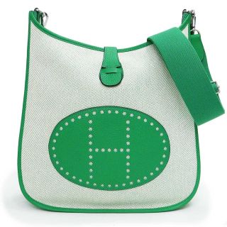 エルメス(Hermes)のエルメス エブリン 3 トロワ 33 GM ショルダーバッグ 斜め掛け トリヨンクレマンス トワルアッシュ キャンバス  バンブー グリーン 緑 □R刻印 HERMES（新品・未使用品）(ショルダーバッグ)