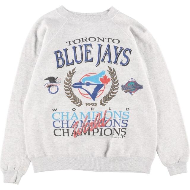 90年代 ヘインズ Hanes MLB TORONTO BLUE JAYS トロントブルージェイズ プリントスウェットシャツ トレーナー USA製 メンズM ヴィンテージ /eaa287762