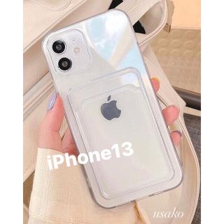 韓国 クリア カードケース iPhoneケース iPhone13(iPhoneケース)