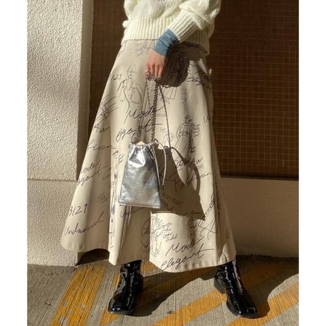 AMERI FAKE LEATHER SKETCH SKIRT - ロングスカート