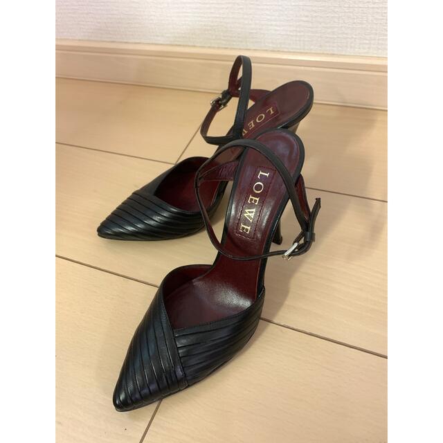 新作販売 ロエベ チェーン 金具 レザー パンプス ベージュ 37 約23.5