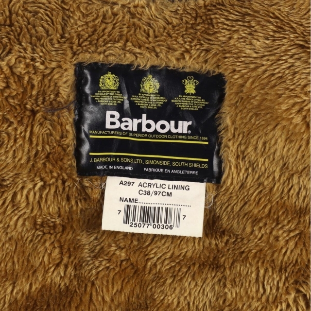 Barbour(バーブァー)の古着 90年代 バブアー Barbour A297 ACRYLIC LINING 旧3ワラント パイルライナーベスト 英国製 C38 メンズM ヴィンテージ /eaa288087 メンズのトップス(ベスト)の商品写真