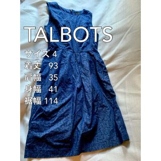 タルボット(TALBOTS)の美品☆TALBOTS タルボット ノースリーブワンピース ミディアム丈 膝丈(ひざ丈ワンピース)