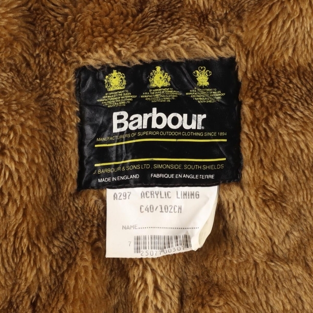 Barbour(バーブァー)の古着 90年代 バブアー Barbour A297 ACRYLIC LINING 旧3ワラント パイルライナーベスト 英国製 C40 メンズM ヴィンテージ /eaa288030 メンズのトップス(ベスト)の商品写真