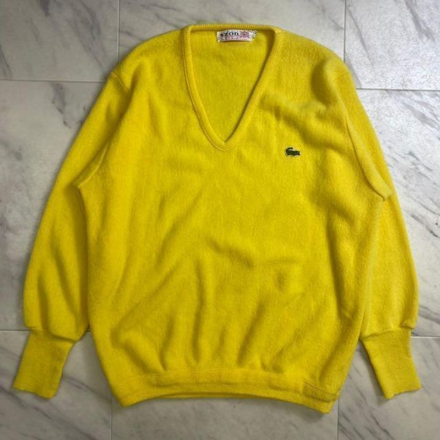 ニット/セーターアイゾッドラコステ 70s Vネックセーター 黄色 イエロー 春カラー