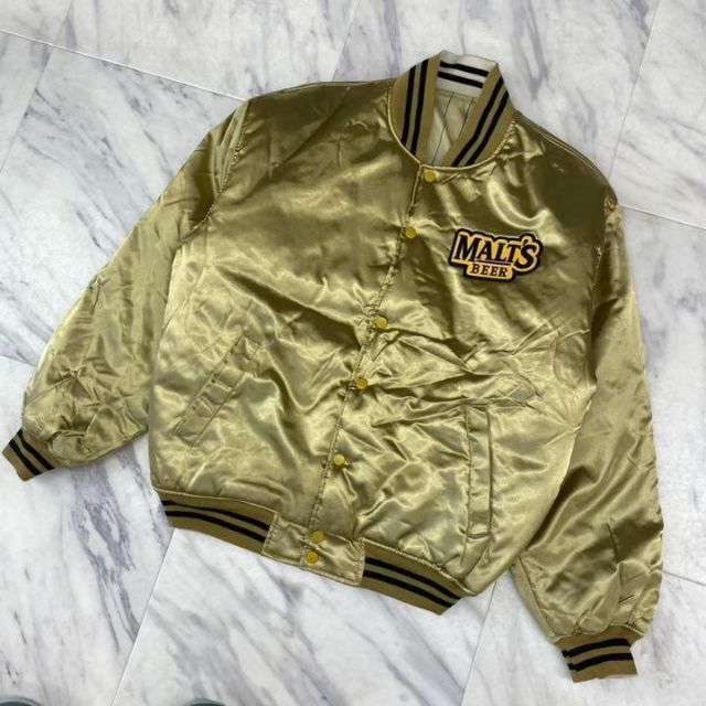 モルツ ビンテージ ナイロンスタジャン 90s リバーシブル ゴールド メンズのジャケット/アウター(スタジャン)の商品写真