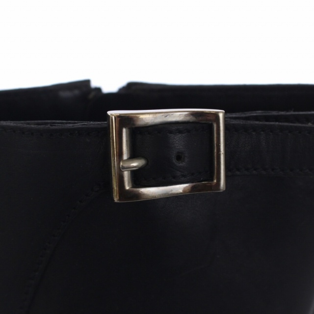 プラダ PRADA ショートブーツ スクエアトゥ ベルト レザー 25cm 黒