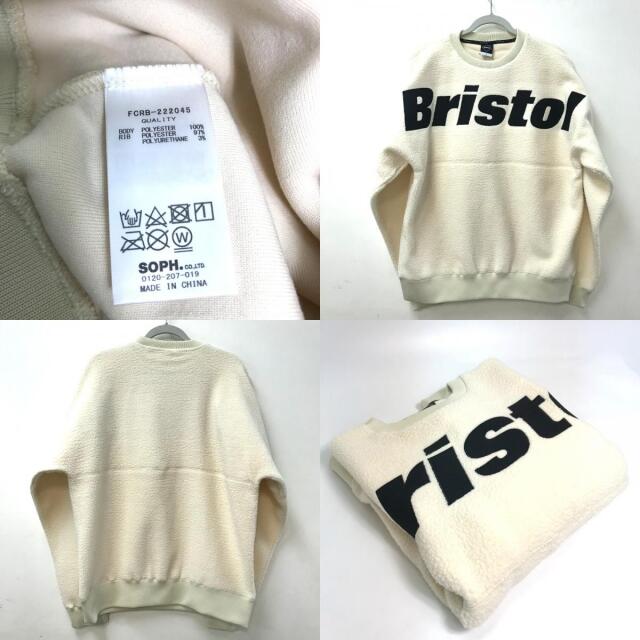 ブリストル Bristol BOA FLEECE BIG LOGO CREWNECK TOP FCRB-222045 F.C.Real Bristol ボア フリース トレーナー ポリエステル OFF WHITE ホワイト 未使用