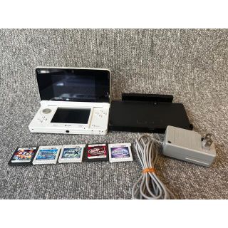 ニンテンドー3DS(ニンテンドー3DS)の【美品】ニンテンドー3DS アイスホワイト ソフト5本付き(携帯用ゲーム機本体)