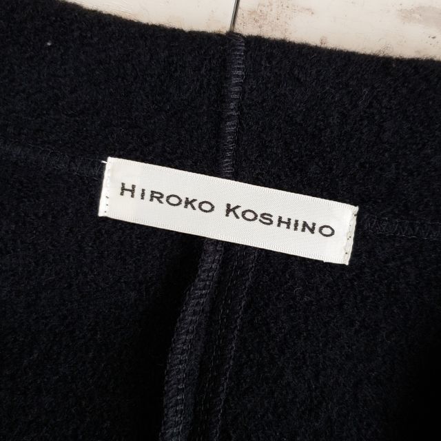 HIROKO KOSHINO(ヒロココシノ)のヒロココシノ ☆ ウール デザイン ジャケット Ｍ ブラック 日本製 圧縮ウール レディースのジャケット/アウター(テーラードジャケット)の商品写真