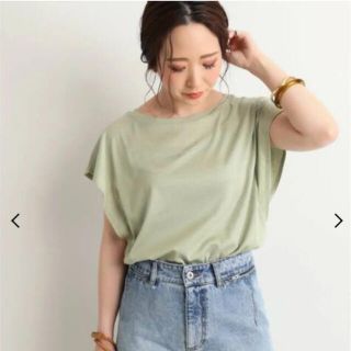 スローブイエナ(SLOBE IENA)のスローブイエナ フライスワイドプルオーバー グリーン フリー　半袖　tシャツ(カットソー(半袖/袖なし))