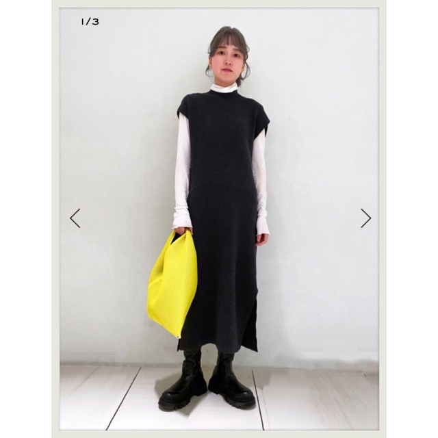 caban コットンカシミヤ ノースリーブロングドレス ワンピース ブラック